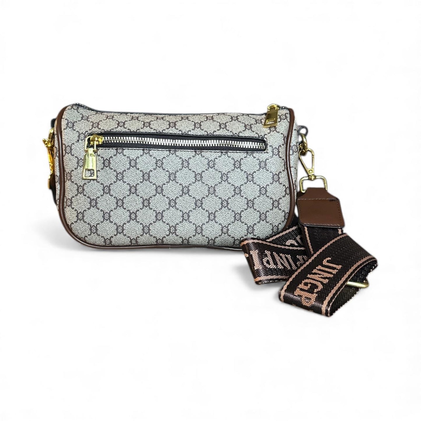 NWT Jingpinpiju Monogram Vegan Leather Shoulder Bag