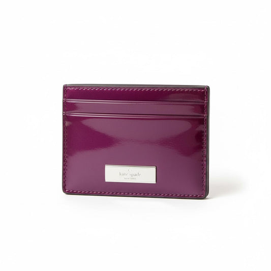 Kate Spade New York Patent Leather Card Holder in Plum