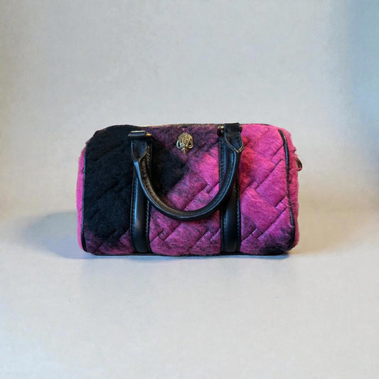 Kurt Geiger Small Kensington Boston Bag Fuchsia Tweed