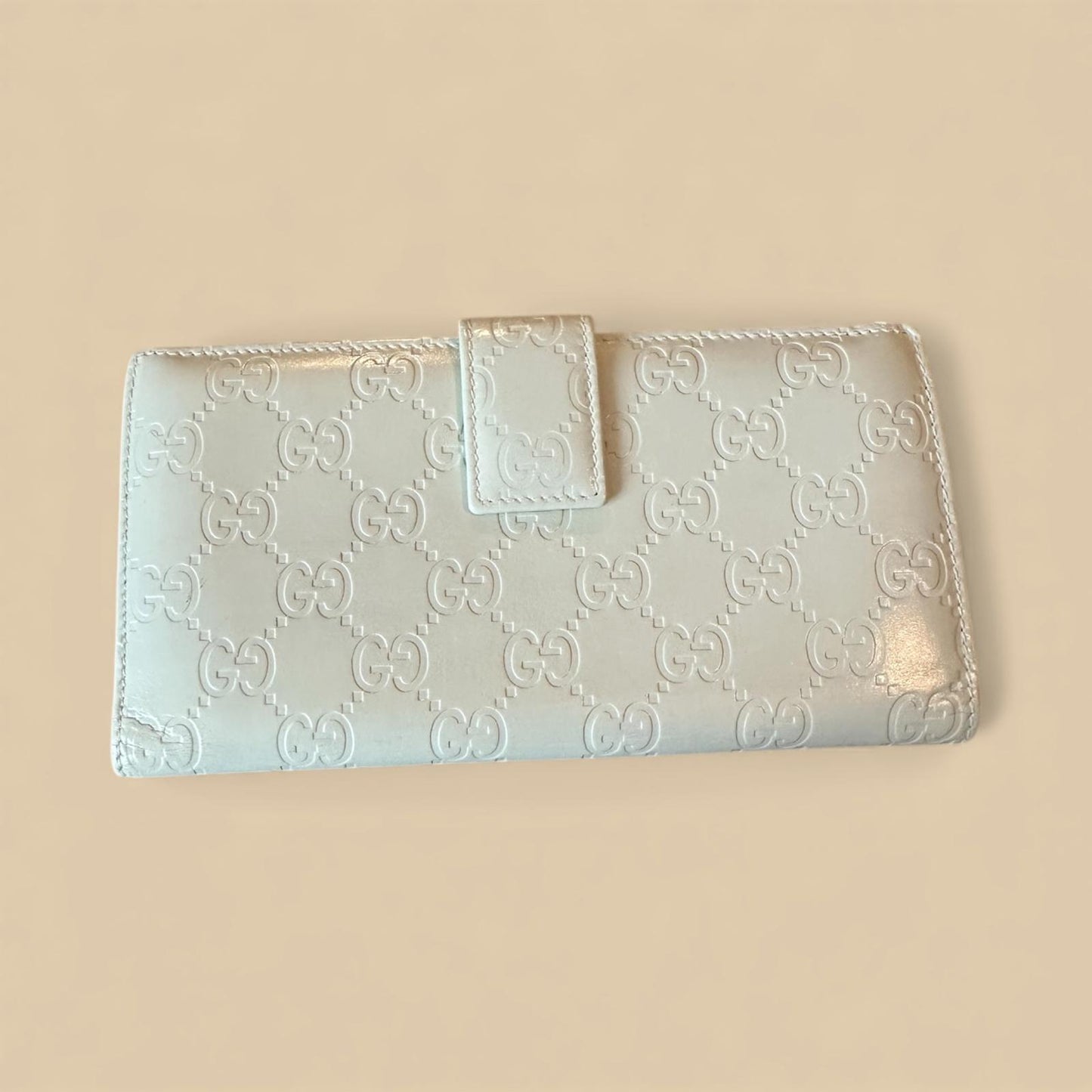 Gucci Cream Guccissima Leather Wallet Women’s Designer EUC