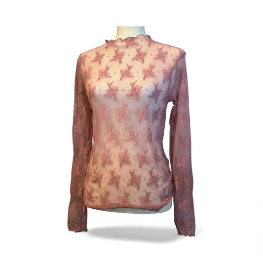 Zenana Elegant Sheer Lace Long Sleeve Blouse for Women