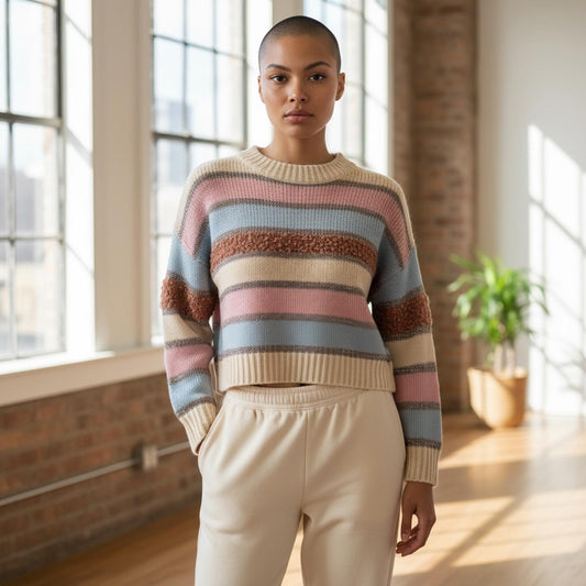 Cotton Emporium Striped Crew Neck Sweater Size XS