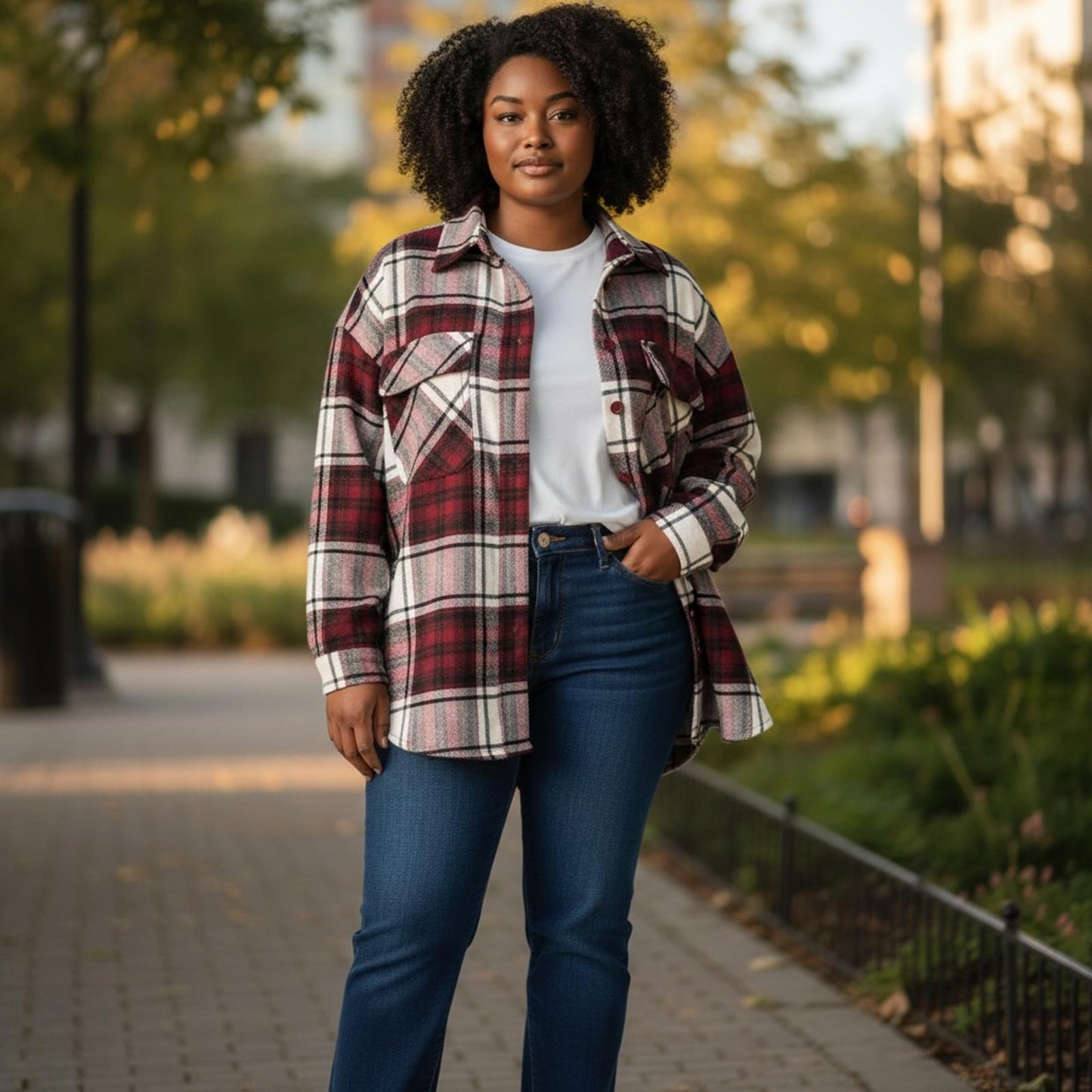 Justify Plaid Button-Up Flannel Shirt XL