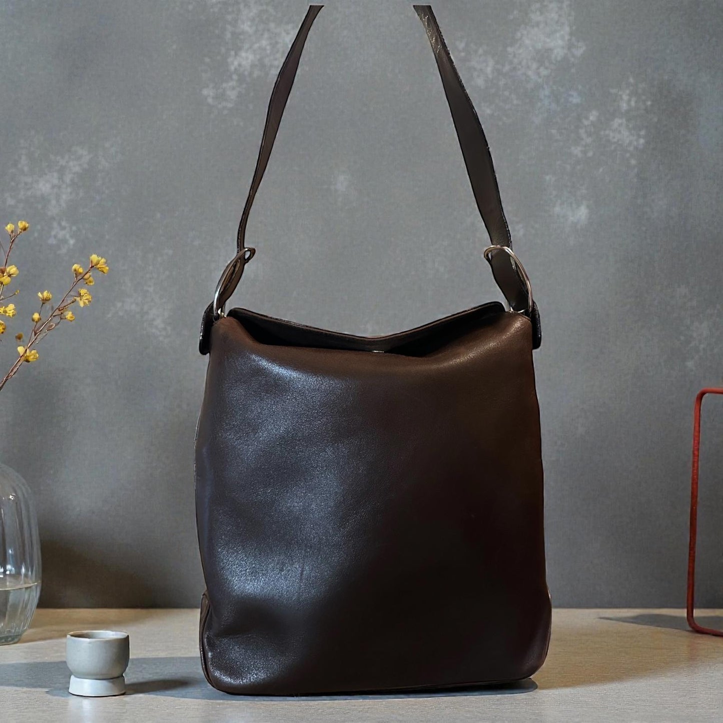 Ferragamo Classic Brown Leather Shoulder Bag