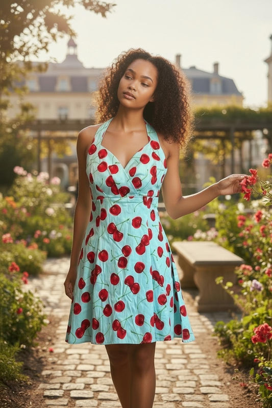 Ixia Y2K Style Cherry Print Halter Dress XS or XXS