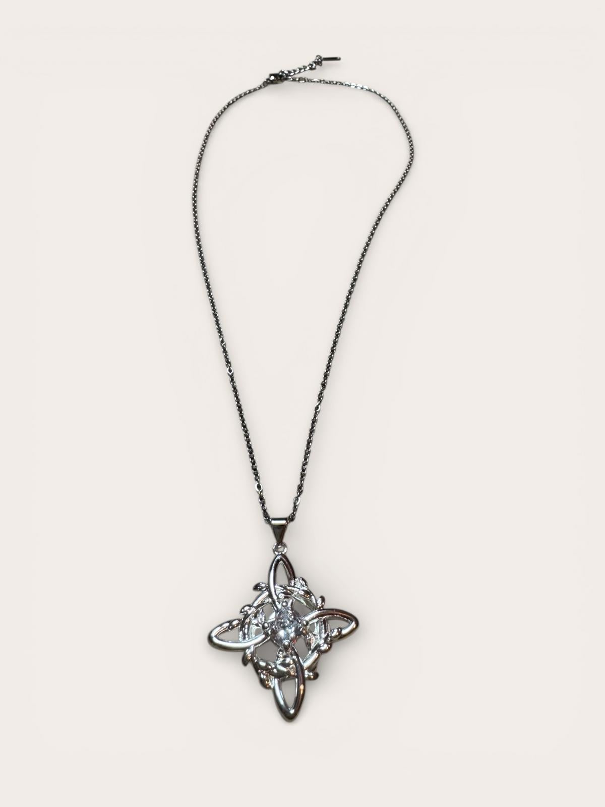 Stainless Steel & CZ Pendant Necklace