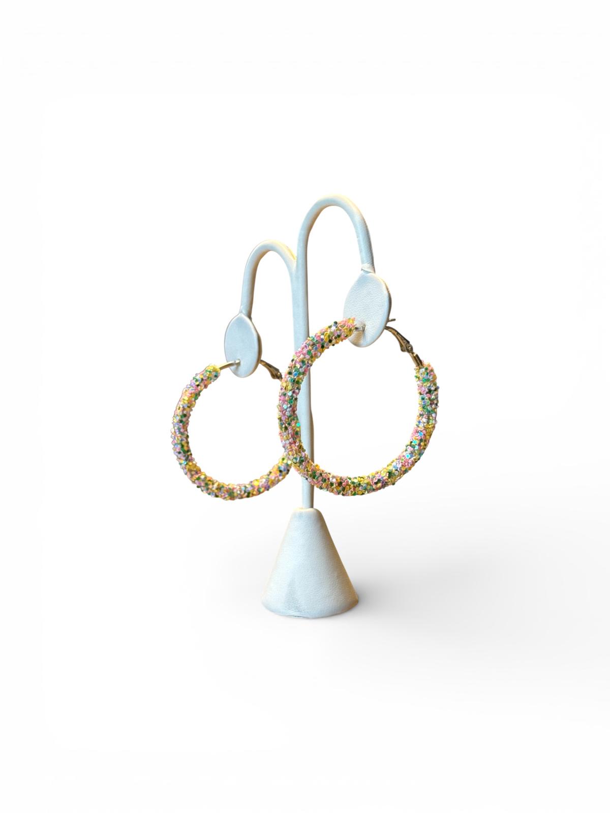 Colorful Beaded Hoop Earrings