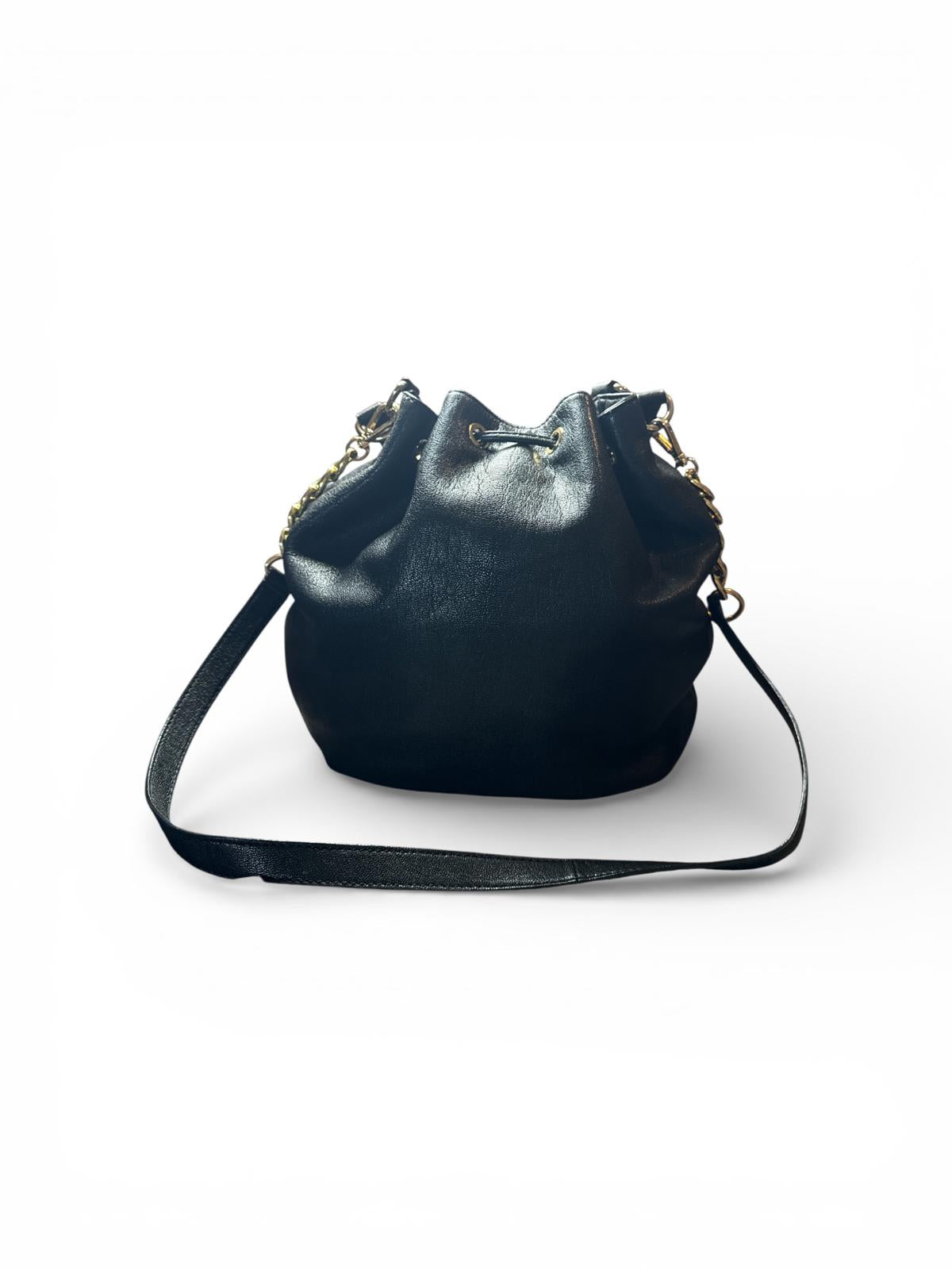 MICHAEL Michael Kors Black Leather Drawstring Bucket Bag