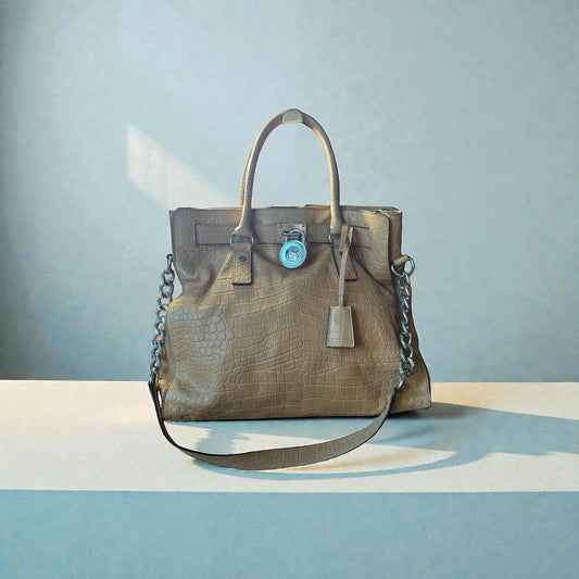 MICHAEL Michael Kors Taupe Croc-Embossed Handbag