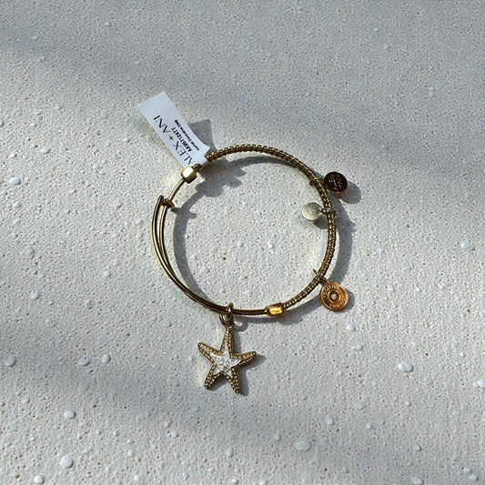 Alex and Ani Gold Starfish Charm Expandable Bangle Bracelet