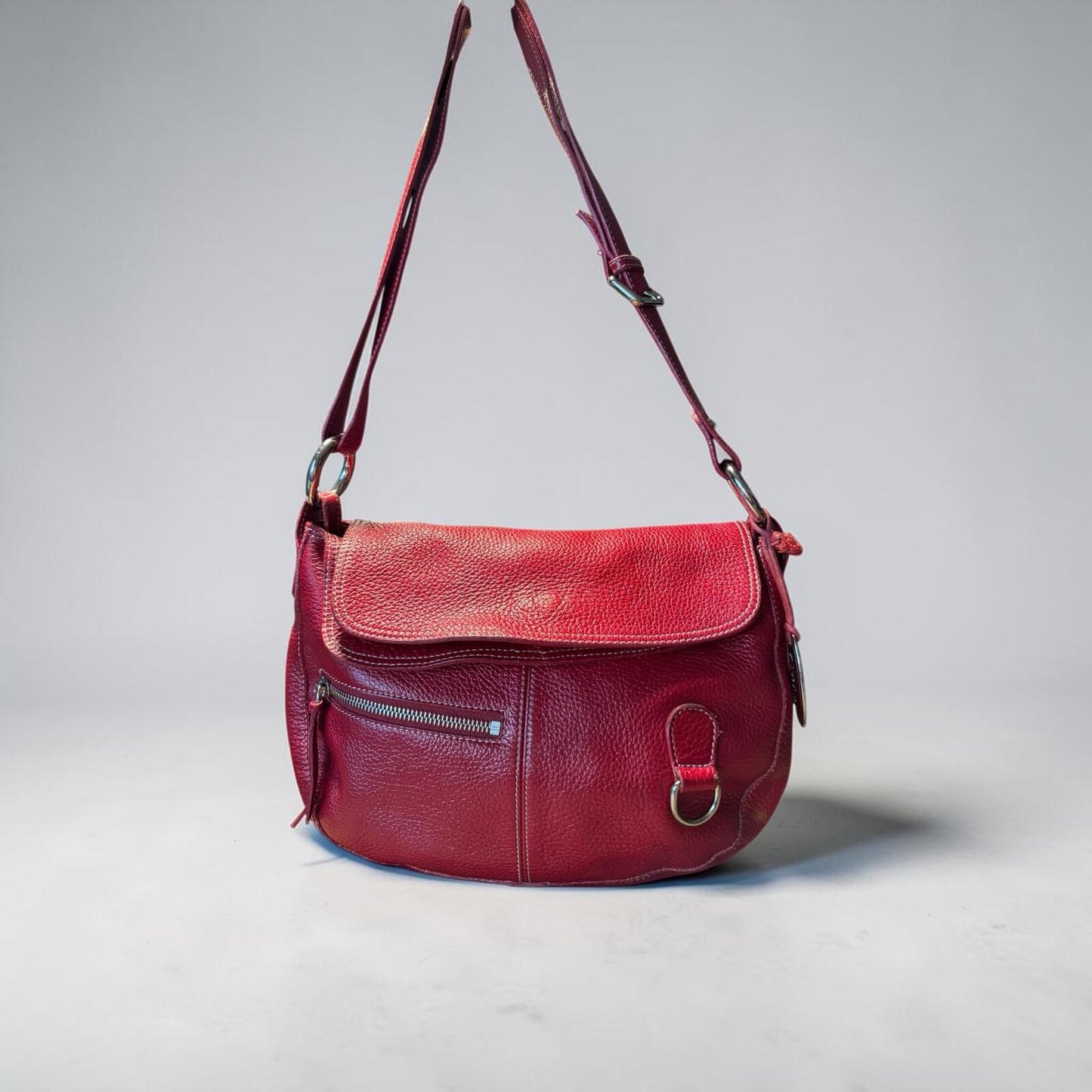 Furla Red Pebbled Leather Crossbody or Shoulder Bag