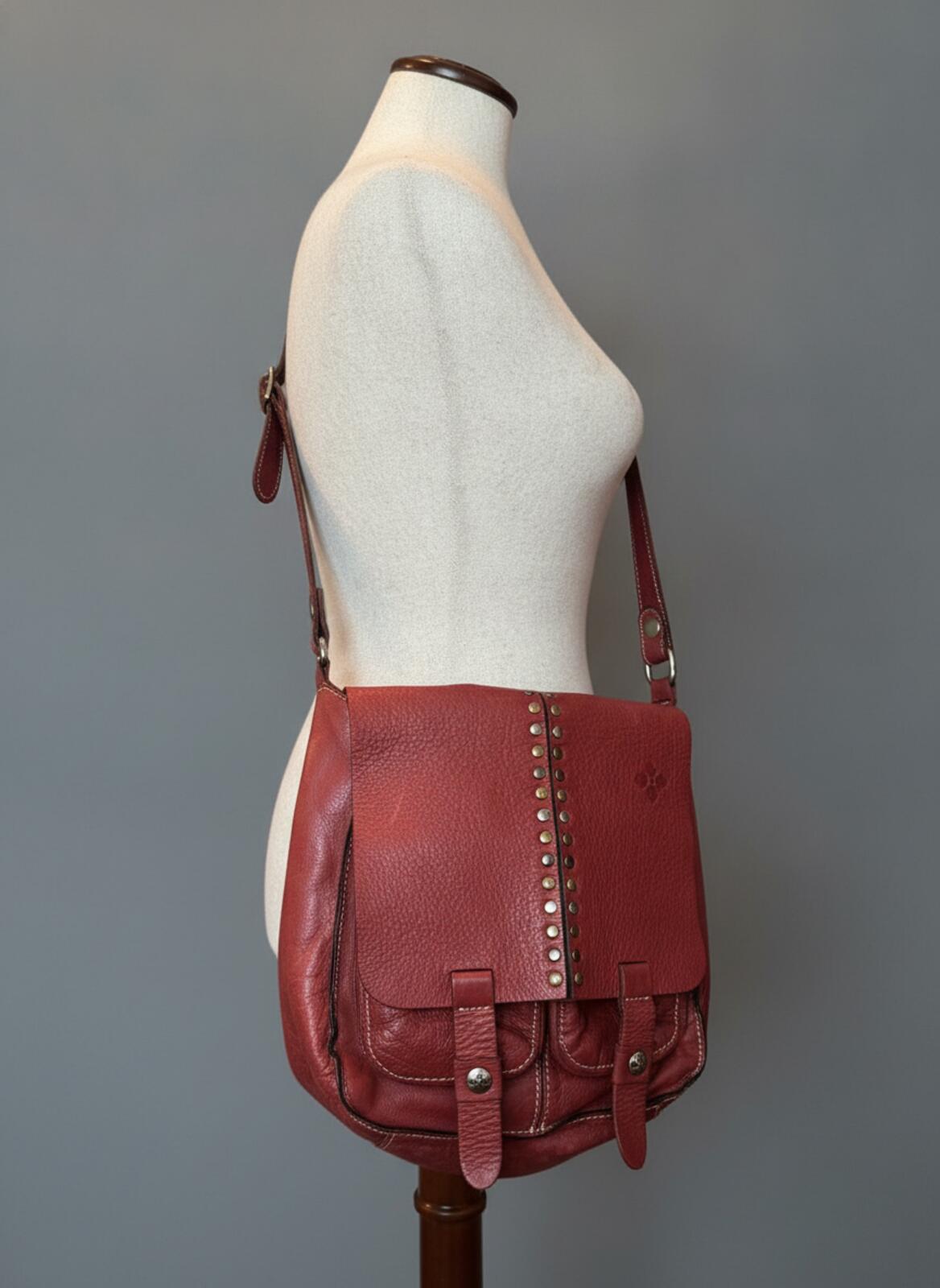 Patricia Nash Burgundy Leather Vintage Crossbody Messenger