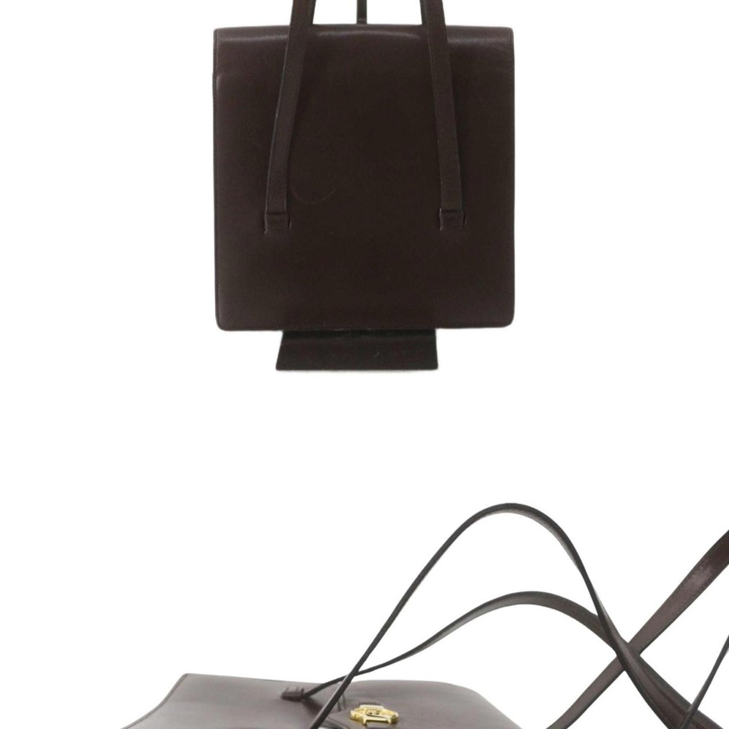 Christian Dior Brown Leather Tote Bag with Gold-tone Hardware