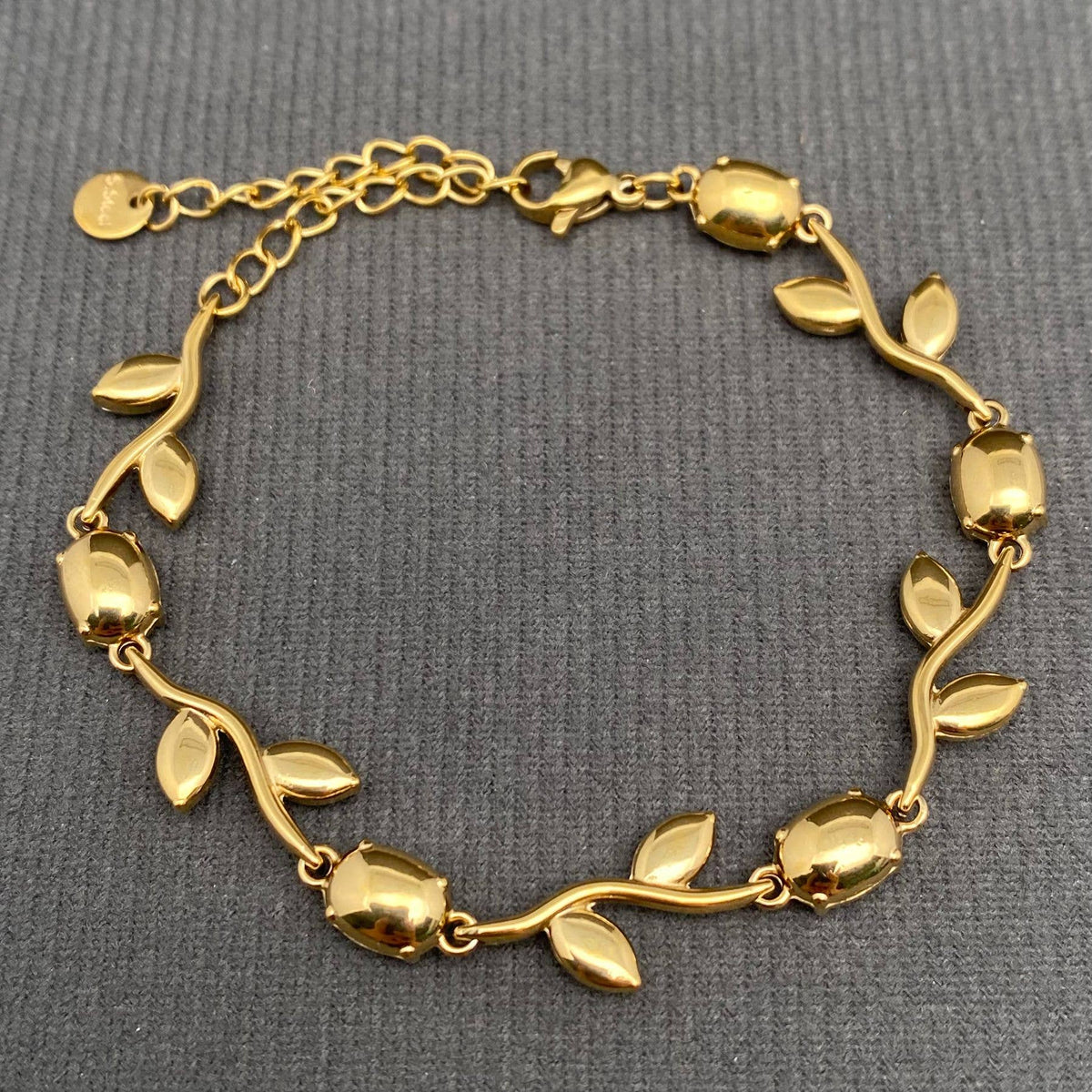 Colored Zircon Foliage 18K Gold Plated SS Bracelet - FGS: Colourful