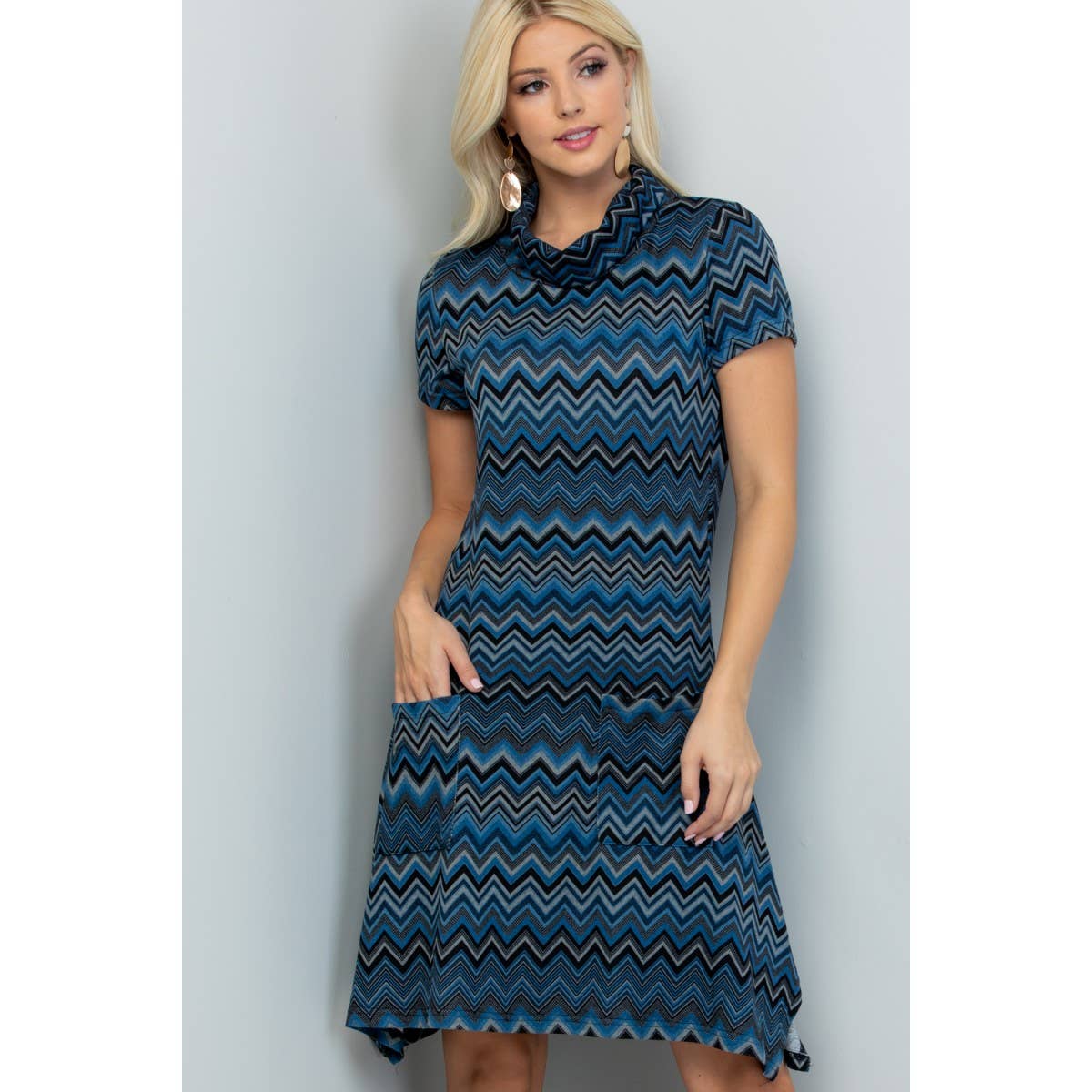 Stripe Print Winter Tunic Dress: M