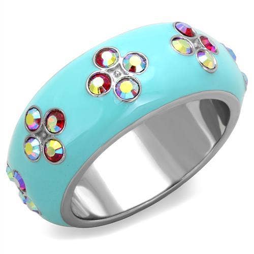 TK1768 - High polished (no plating) Stainless Steel Ring with Top Grade Crystal  in Light Rose: 7