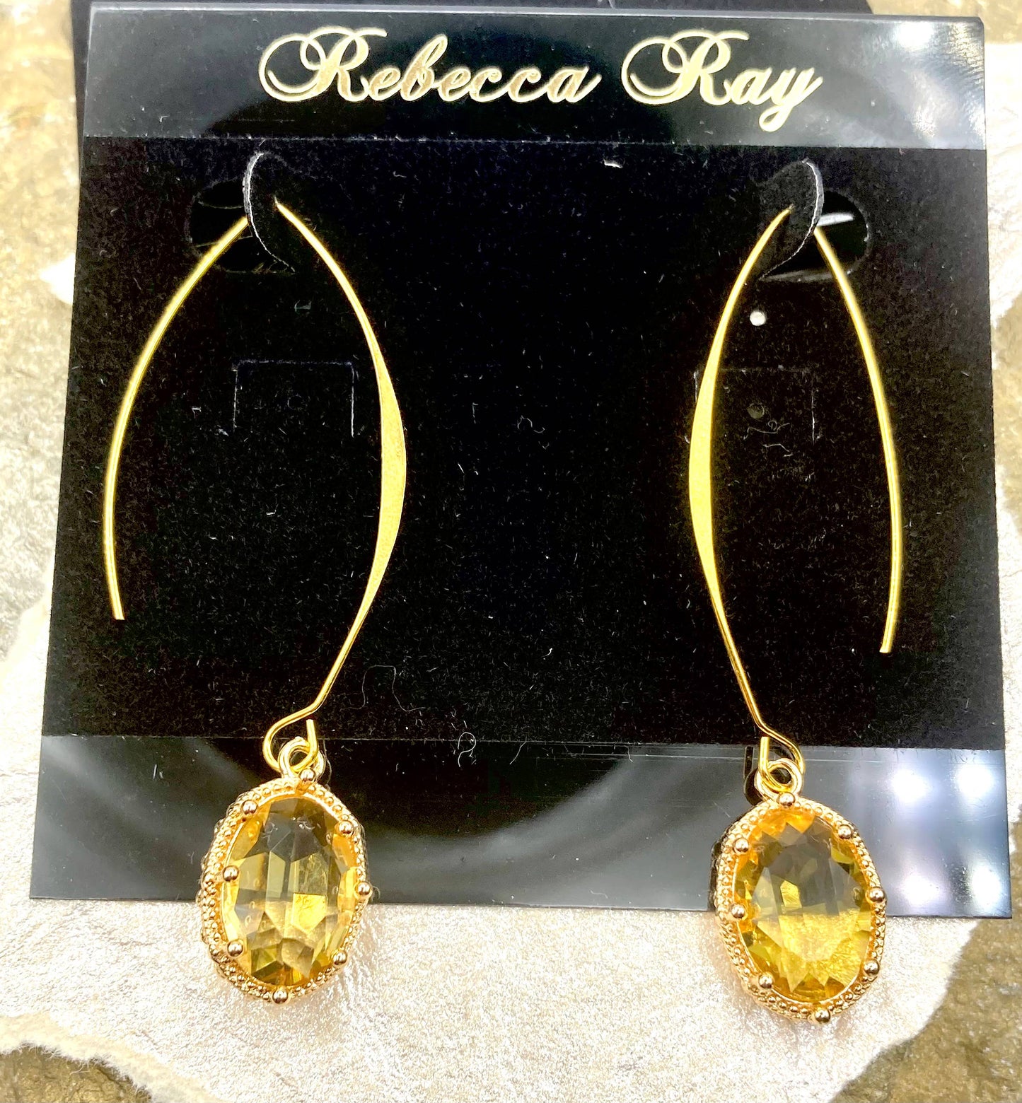 Gold Linear Earring with Crystal Drop: Burgundy