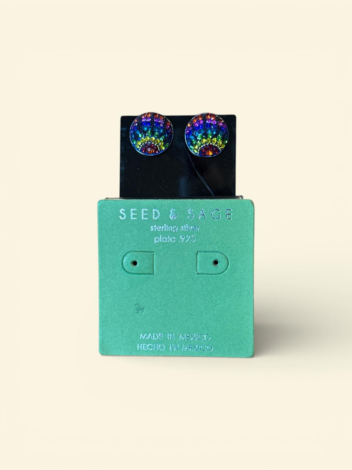 Rainbow Crystal Stud Earrings