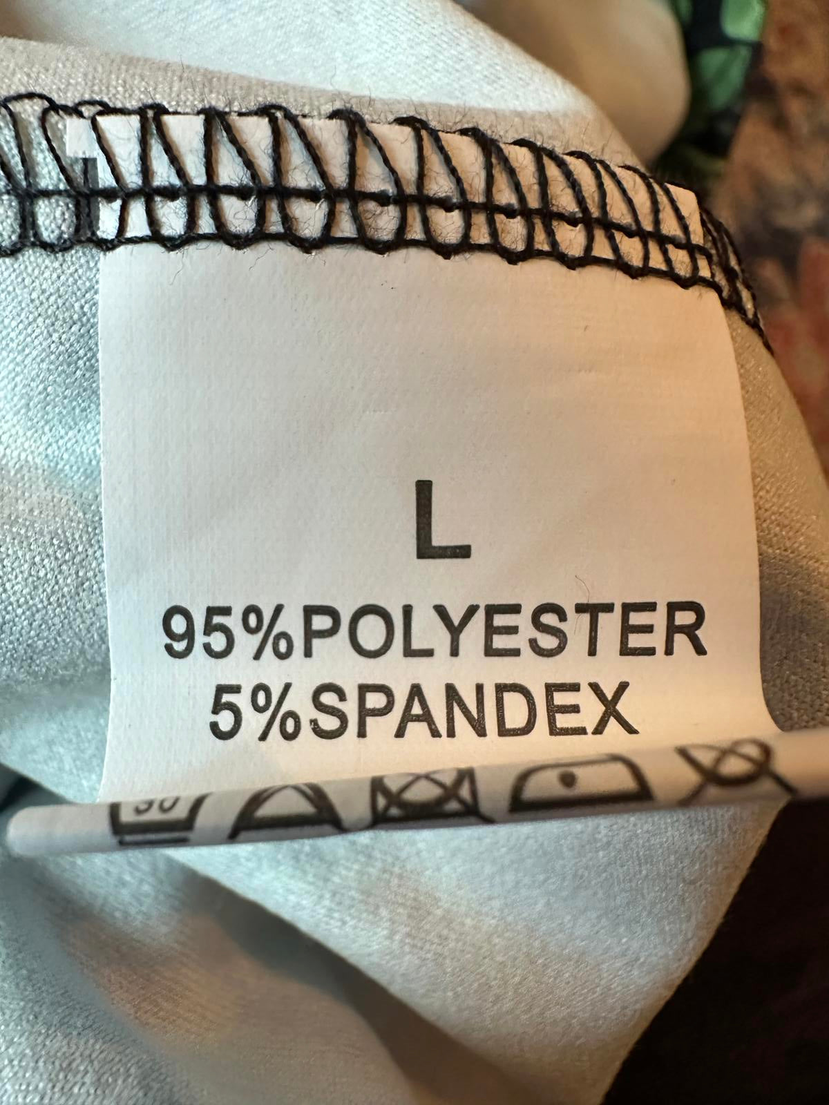 Women's Green and Black Patterned Activewear Leggings Large