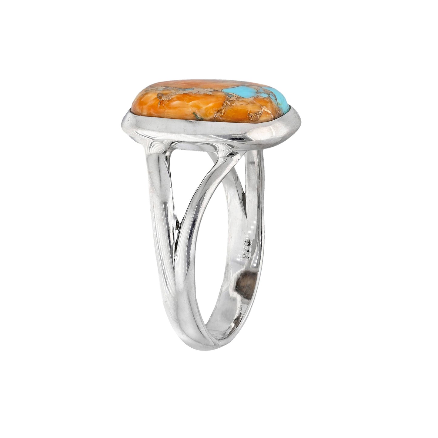 Sterling Silver Oyster Copper Turquoise Statement Ring: 7