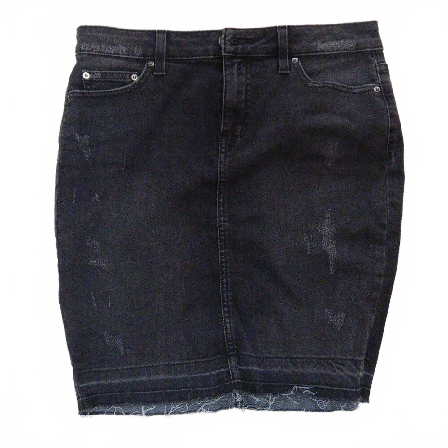 Nasty Gal Black Distressed Denim Skirt – Size 28