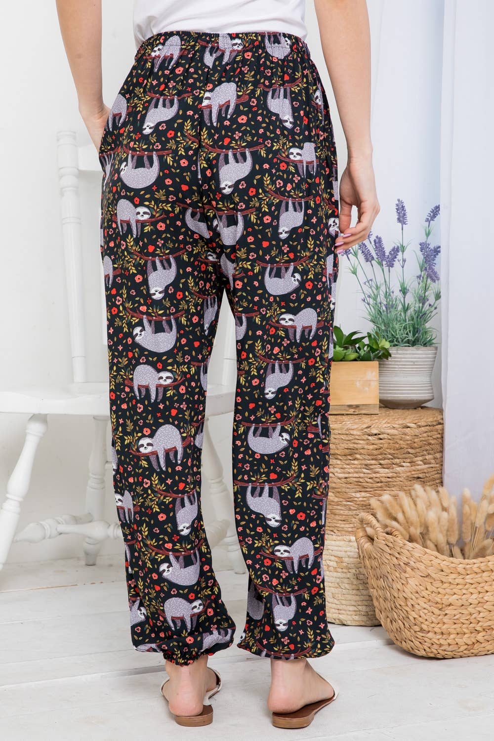 Sloth Print Pant with Pocket