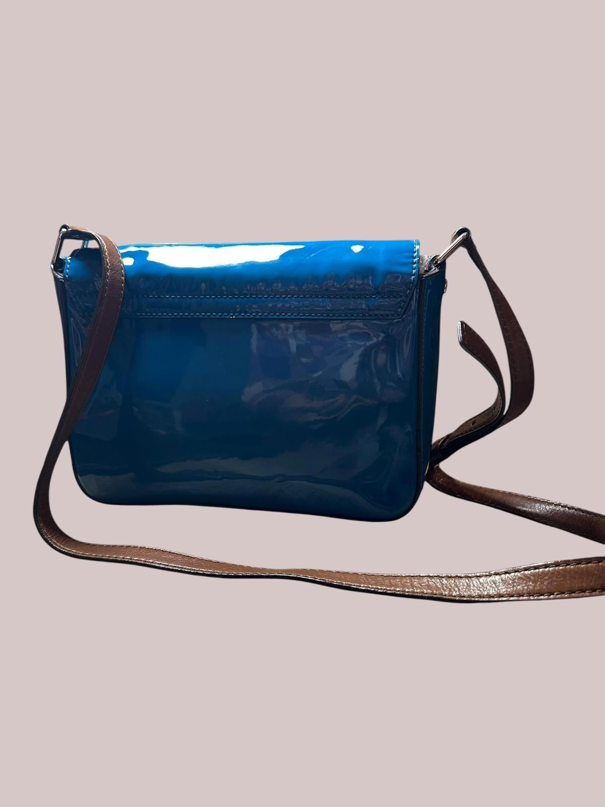 Kate Spade Blue Patent Leather Crossbody Bag EUC