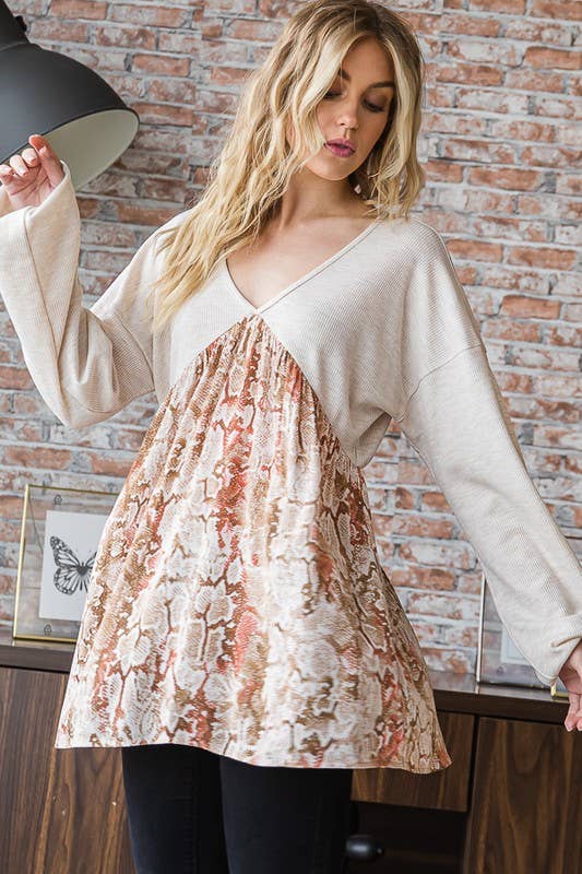 ET7348-10 BABYDOLL TOP: BRICK / 2-2-2 (S-M-L)