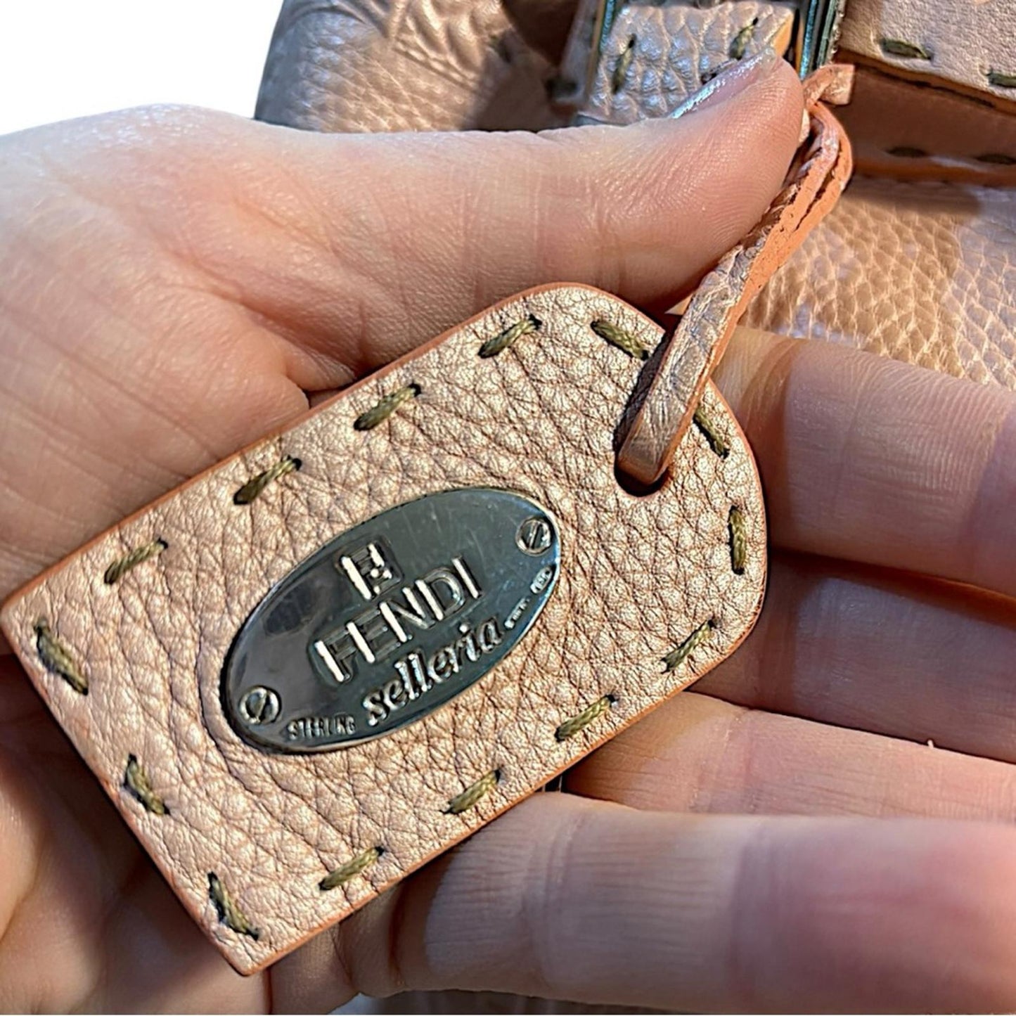 Fendi Selleria Horse Embossed Leather Satchel Tote Blush