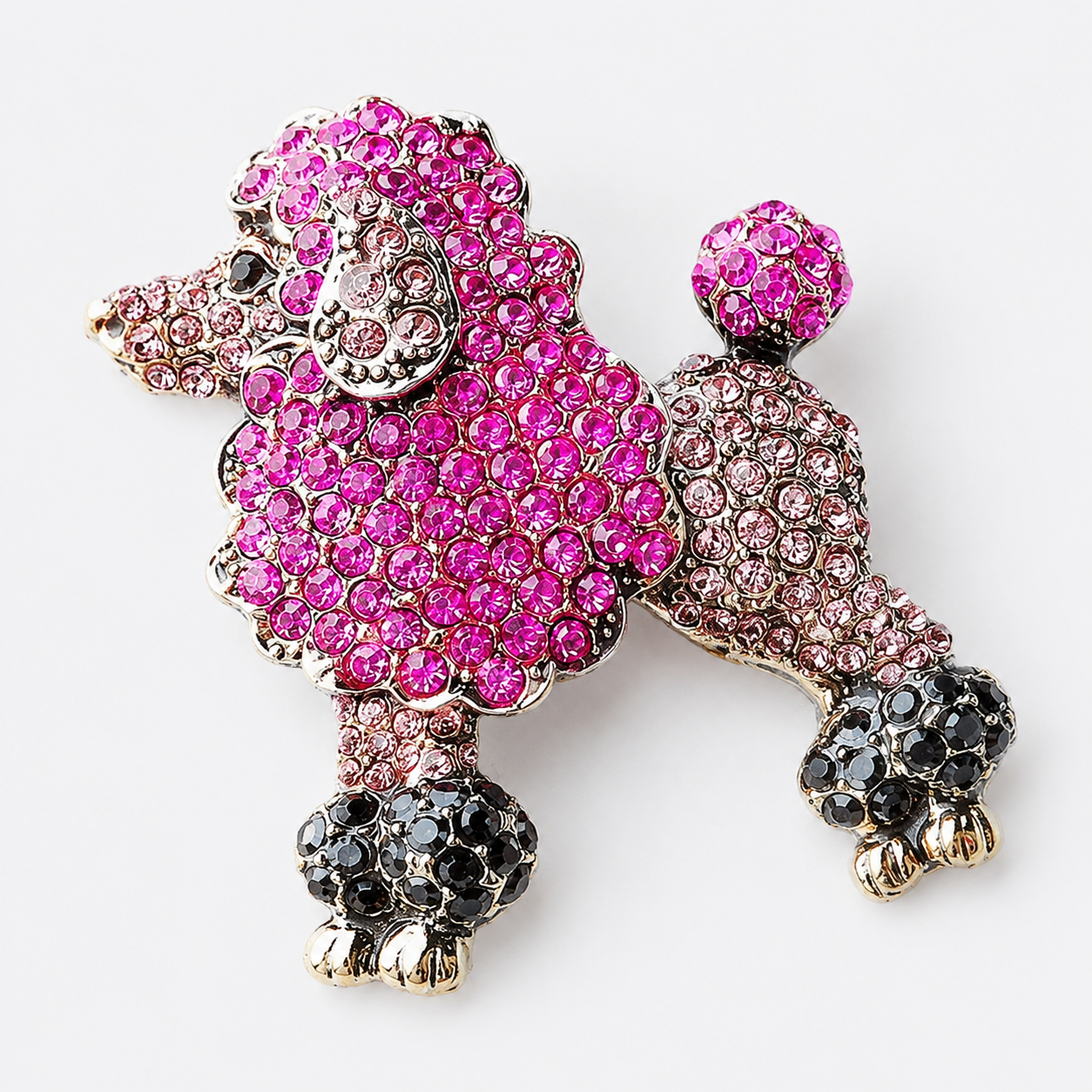 Sparkling Crystal Pave Dog Brooch Pin: A2
