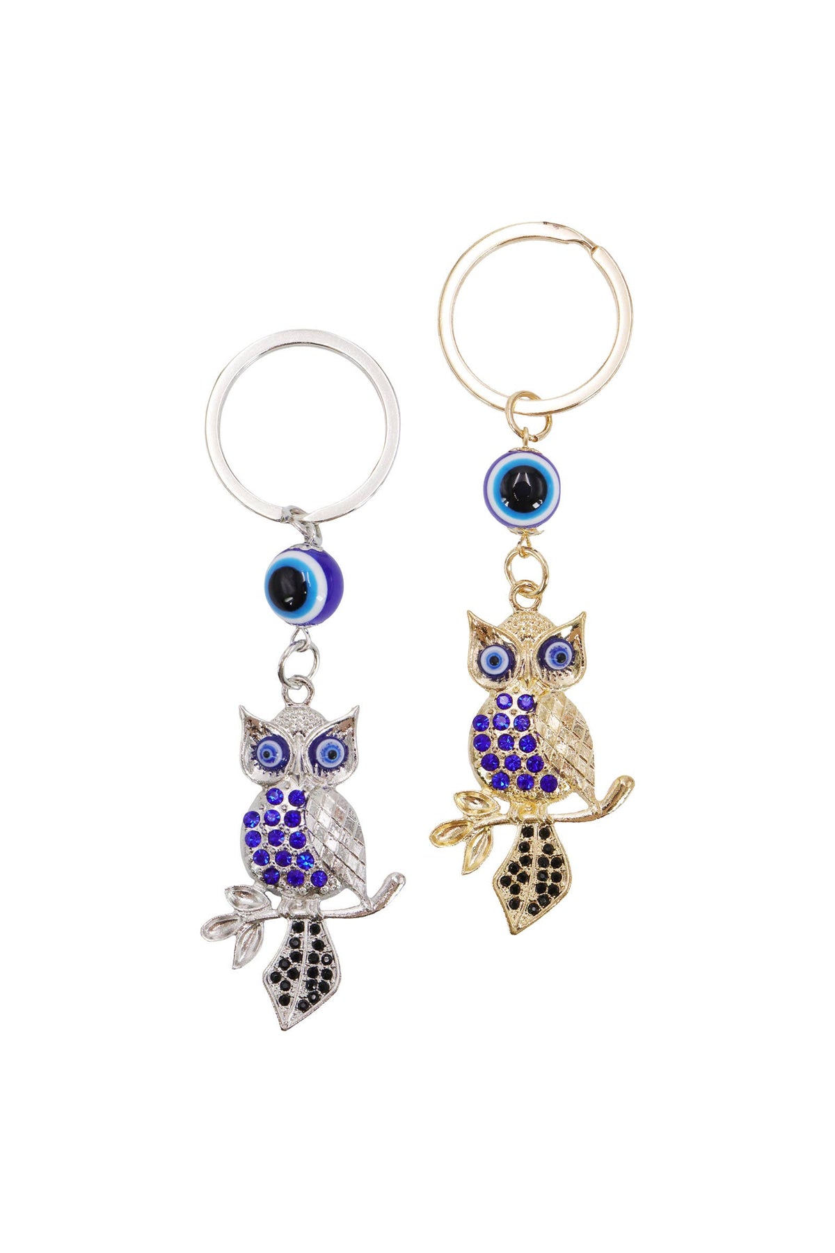 Evil Eye Owl Bling Rhinestone Metal Key Chain: ASSORTED / ONE SIZE