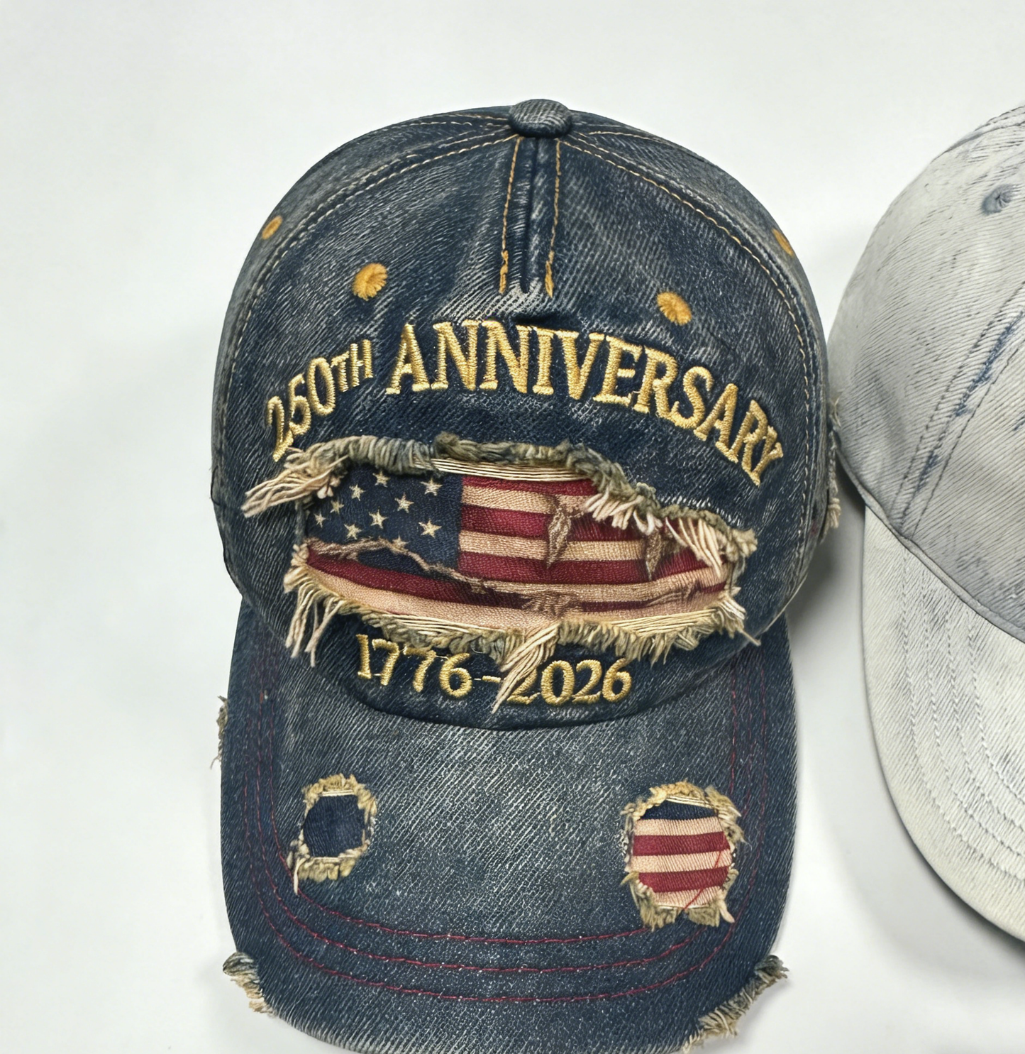 250th Anniversary USA Flag Embroidered Baseball Cap: Eagle / M