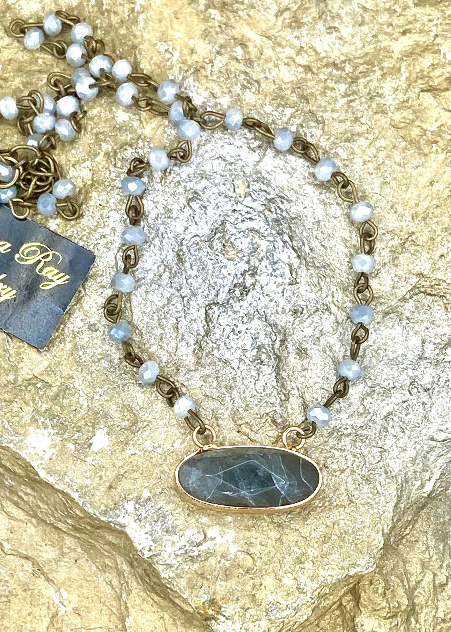 Boho Beaded Gemstone Necklace