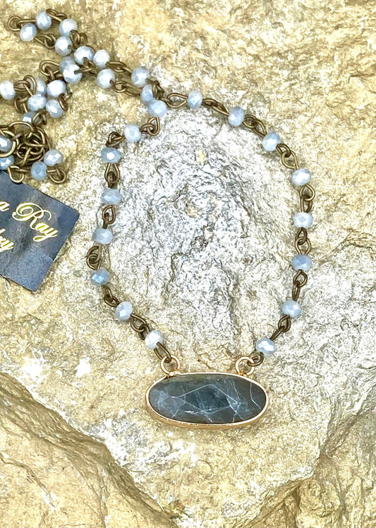 Boho Beaded Gemstone Necklace