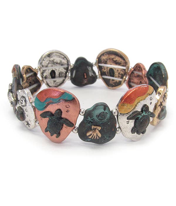 ( A352 )  VINTAGE RUSTIC METAL STRETCH BRACELET