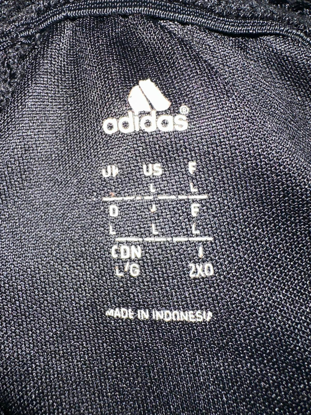 Adidas Men's Black Track Pants with White Stripes Size L