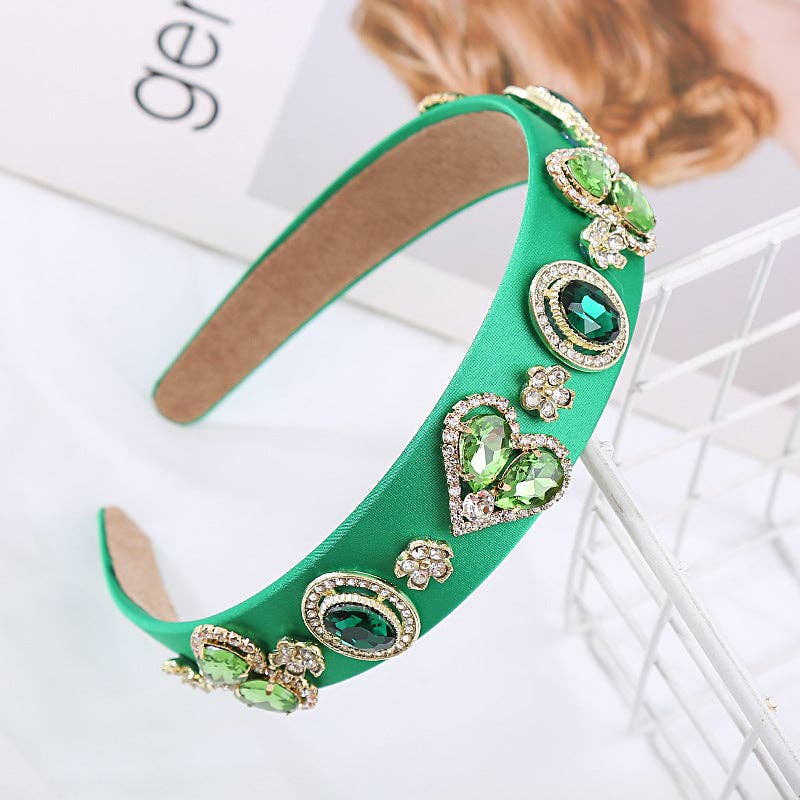 Baroque Glass Heart Headband Trendy Elegant Hair Accessory: Red