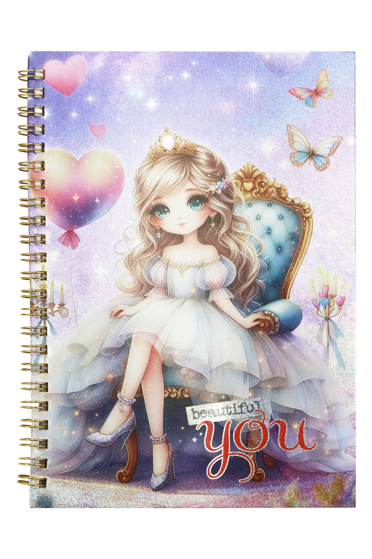 Princess Iridescent A5 Spiral Bound Notebook - 12 Pcs: ASSORTED / ONE SIZE