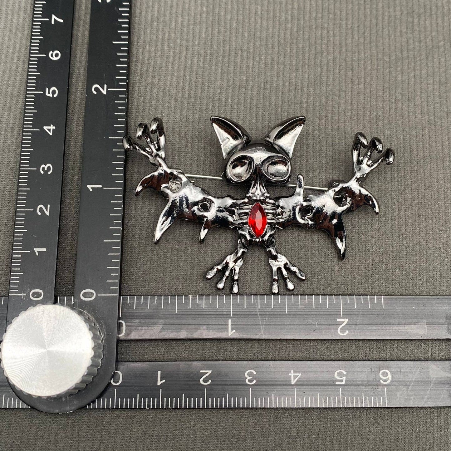 Rhinestone Inlaid Bat Brooch