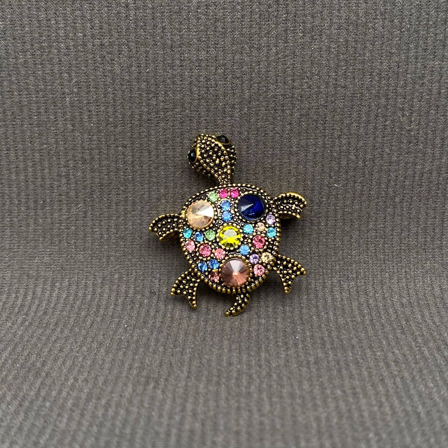 Colored Rhinestones Turtle Brooch