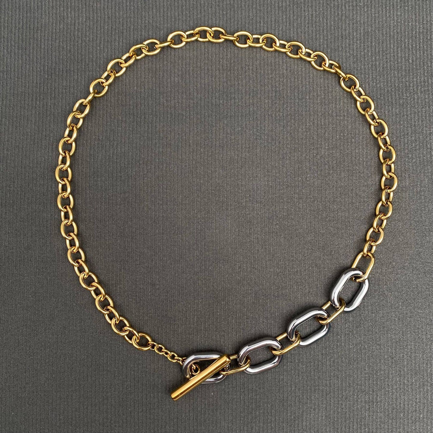 Two Tone 18K Gold Plated S.Steel Chain Necklace - FGS