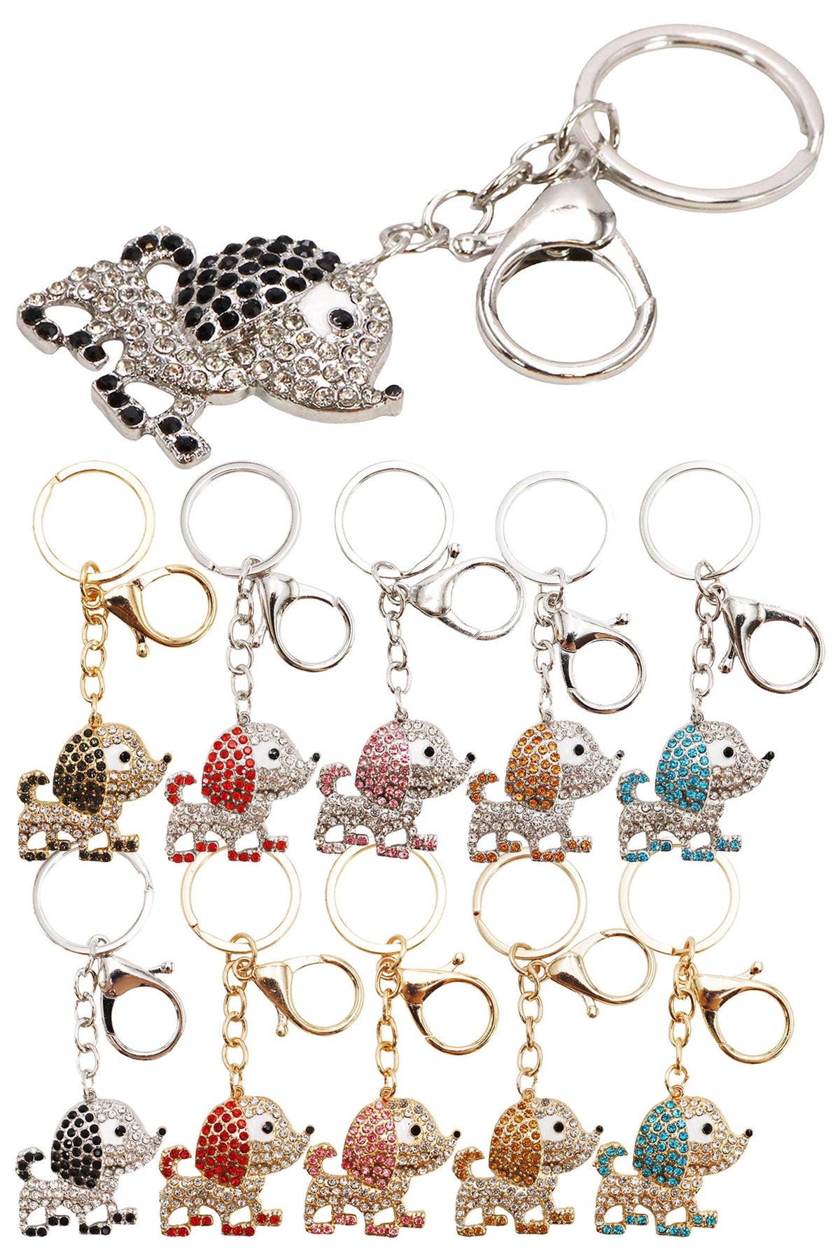 Puppy Dog Bling Rhinestone Key Chain: ASSORTED / ONE SIZE