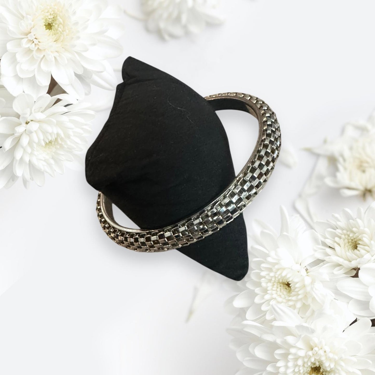 Elegant SilverTone Checkered Bracelet • Geometric Pattern