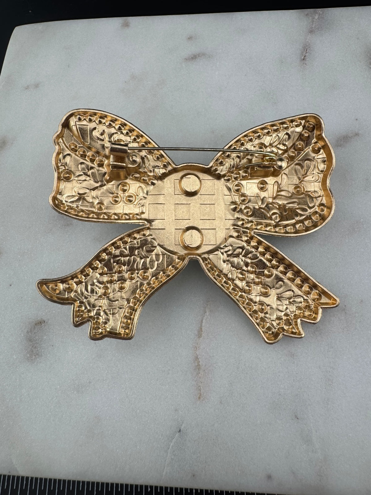 Decorative Bow Brooch with Red and Turquoise Accents