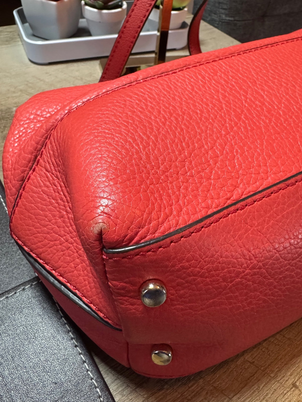 Kate Spade Coral Pebbled Leather Drawstring Shoulder
