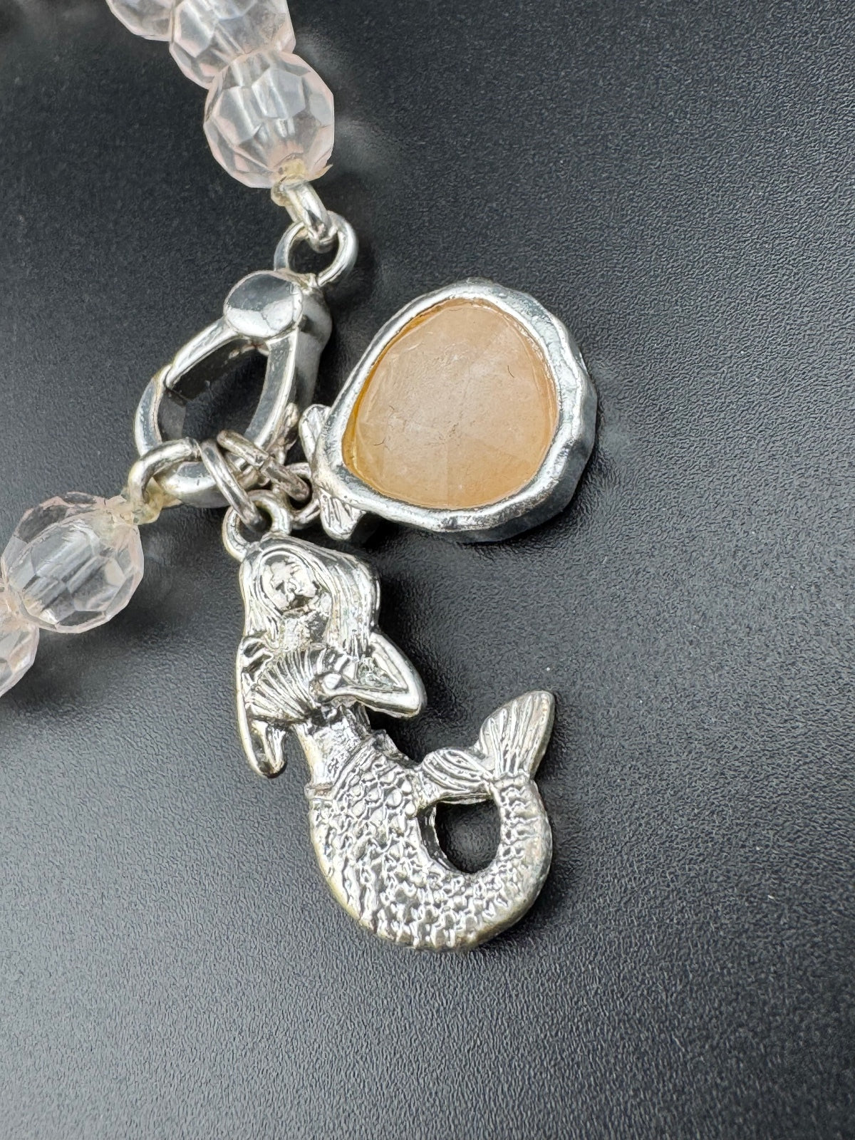 Beaded Bracelet with Mermaid and Stone Charms By the Sea