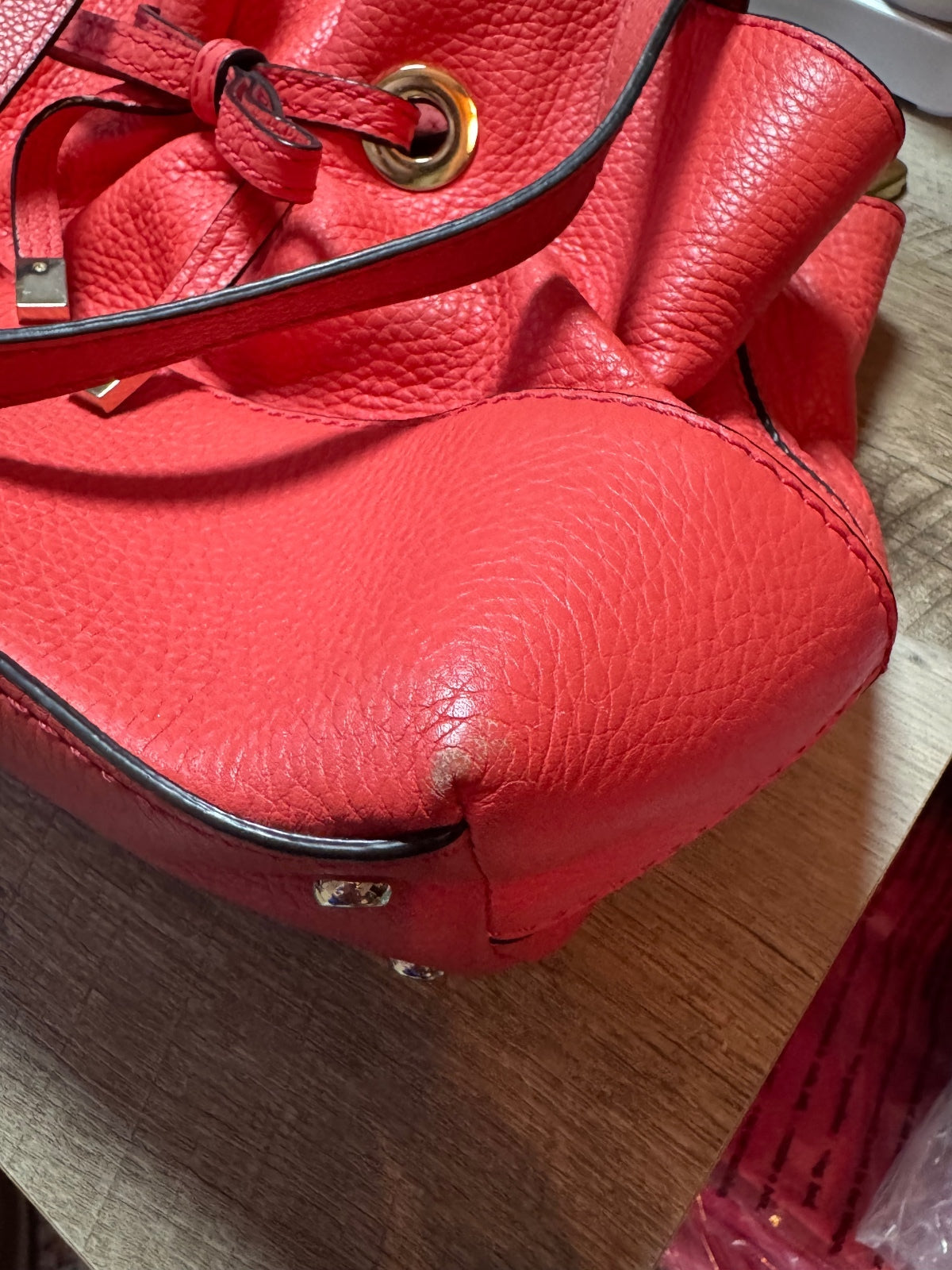 Kate Spade Coral Pebbled Leather Drawstring Shoulder