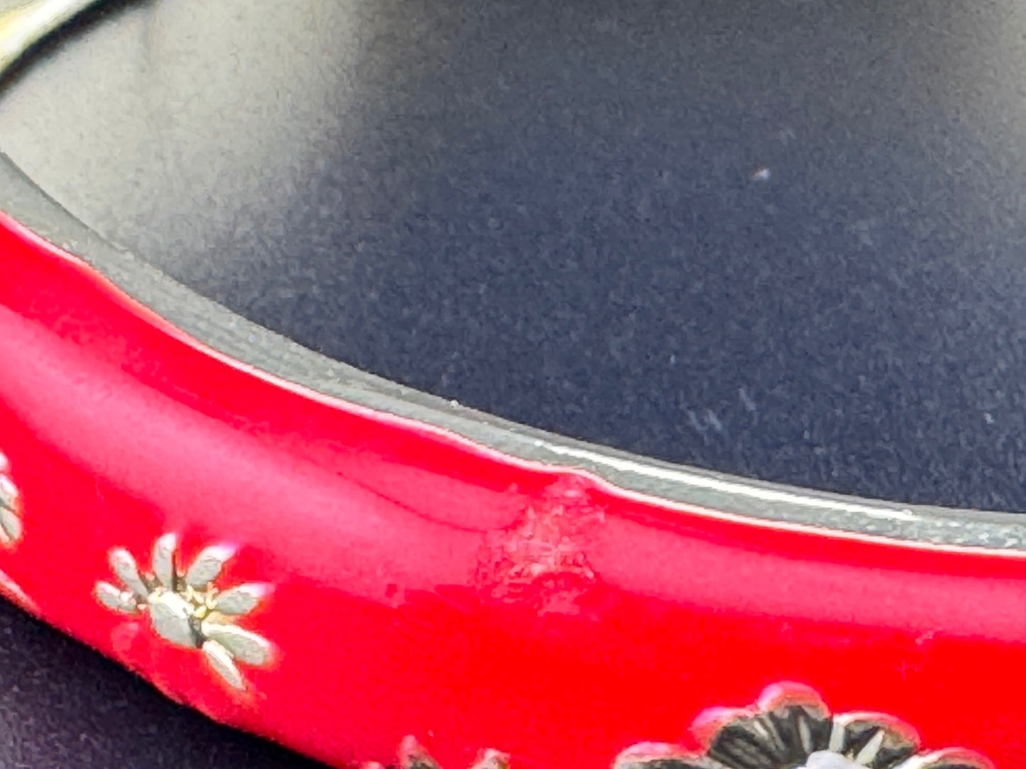 Red Floral Enamel Hinged Bangle Bracelet *Read*