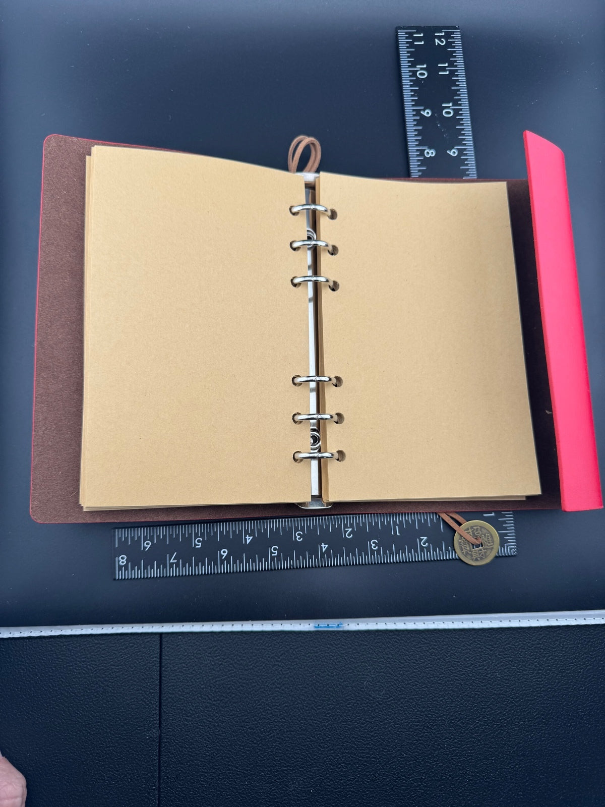 Asian Bamboo Leatherette Journal Notebook - Red