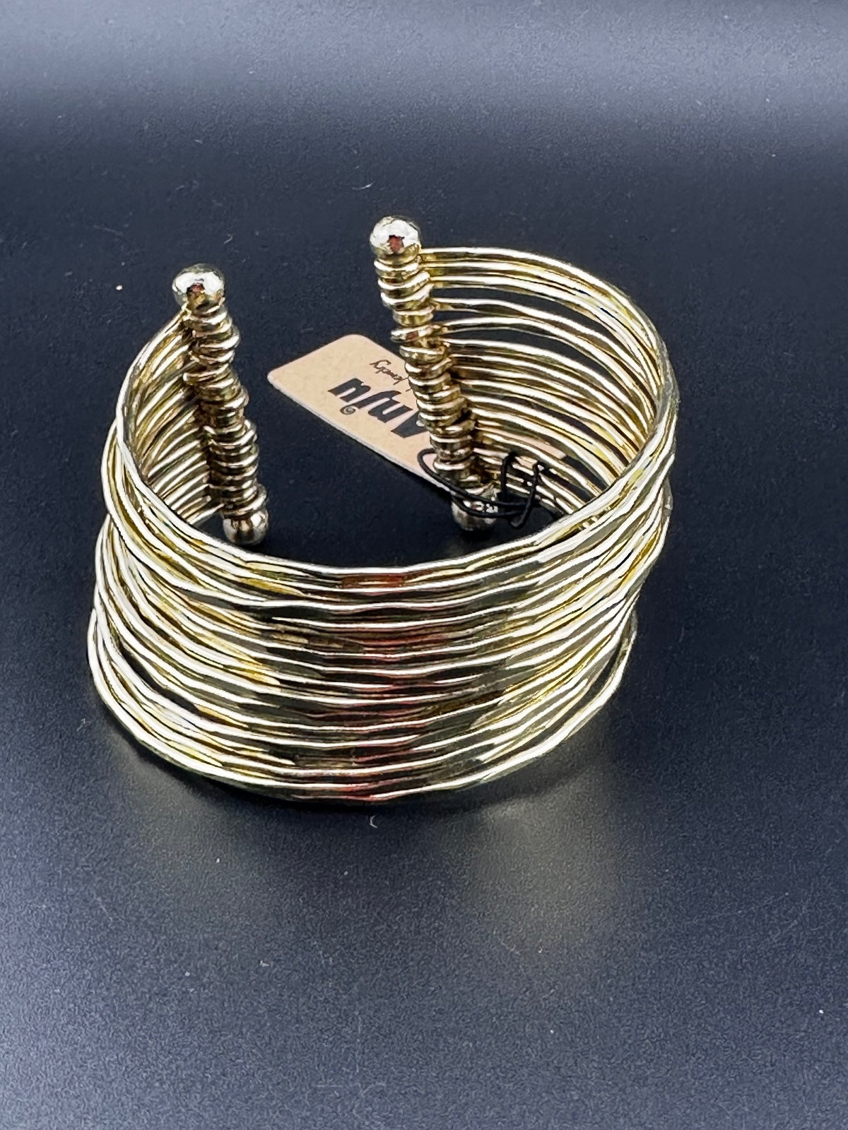 Anju Gold Tone Multi-Band Open Cuff Bracelet